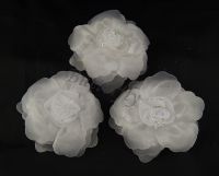 Kwiat sztuczny szyfonowy biały dekoracja śr.10cm