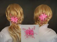 Ozdoba do włosów dwa kwiatki różowe zdobione koralikami