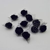 Kwiat sztuczny czarny dekoracja 3cm